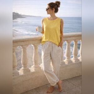 🌞 MNG Casual 100% Linen Sleeveless Top – Size Medium